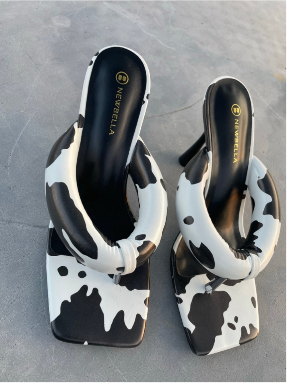 Women's NEWBELLA Cow Print Heeled Mules